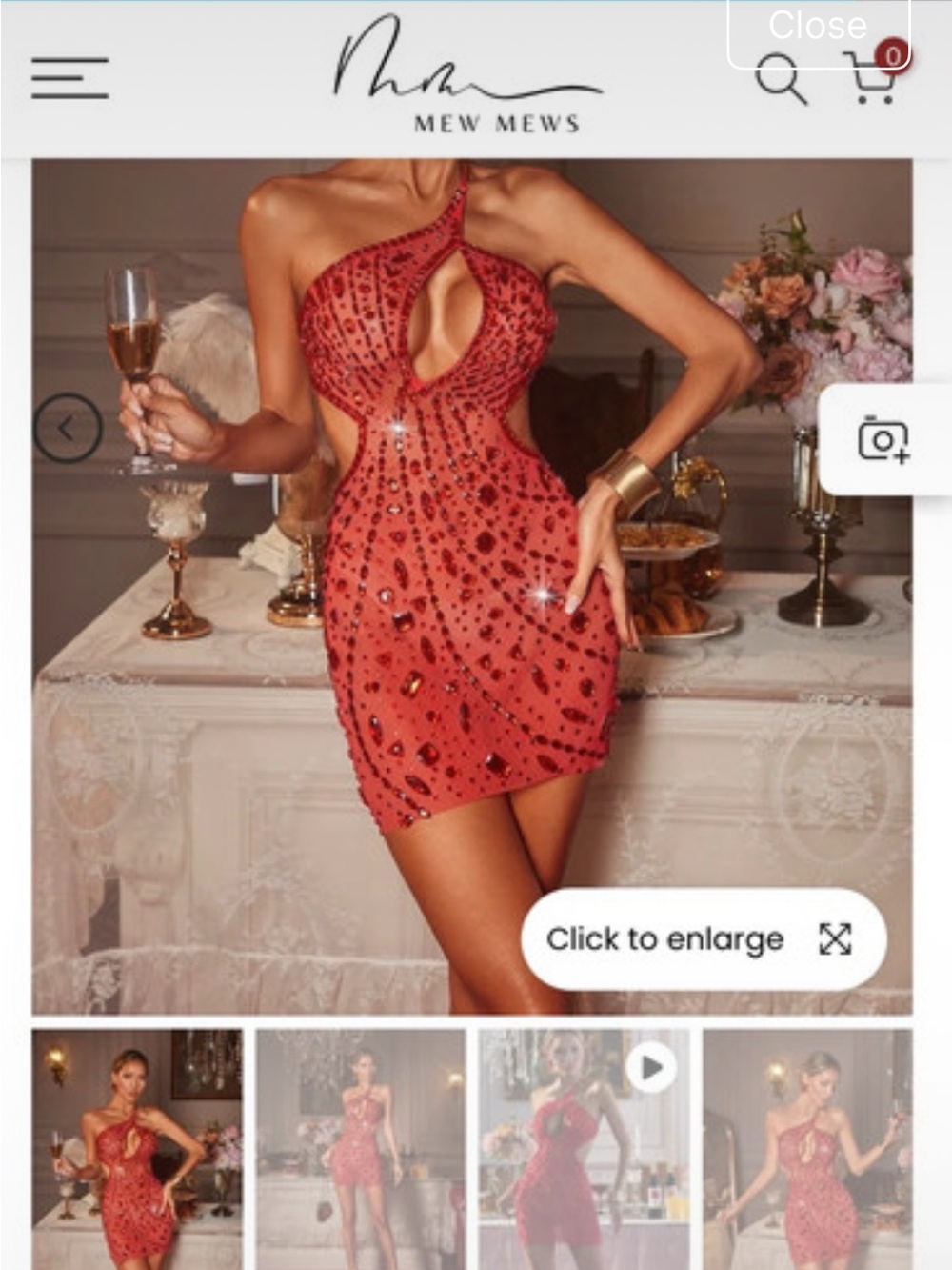 Mew Mews Red One-Shoulder Cutout Mini Dress